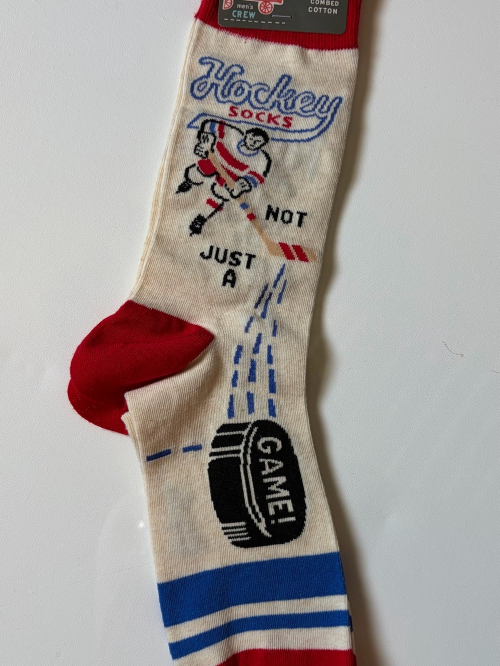 Blue Q Red, Cream & Blue Hockey Socks for Men